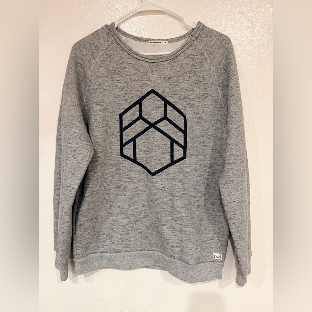 Marine Layer Gray Pullover Sweatshirt Geometric Logo Size M